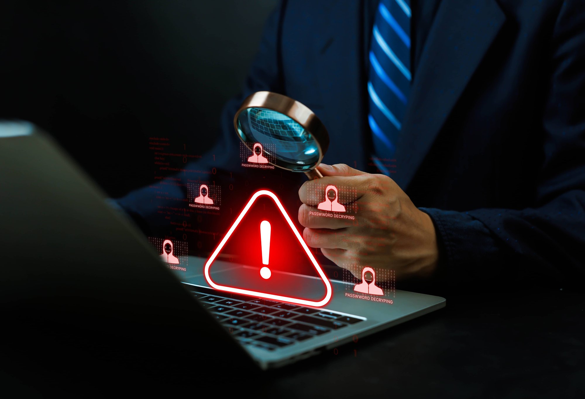 笔记本电脑上的红色网络安全警告图标